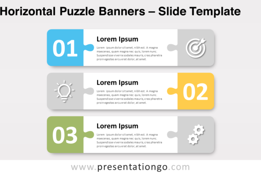 Bannières de puzzle horizontales pour PowerPoint et Google Slides