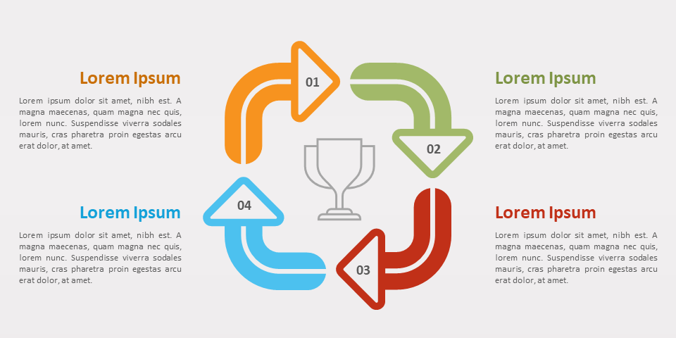 Cycle de flèche en 4 étapes pour PowerPoint et Google Slides – PresentationGO