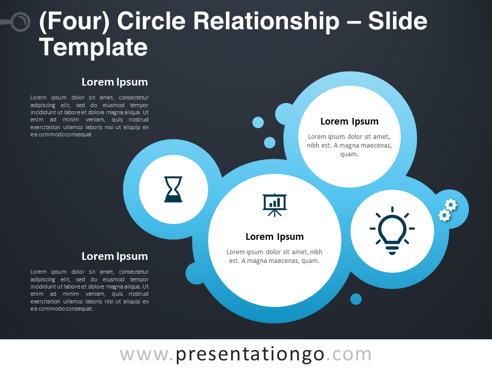 Relation à 4 cercles pour PowerPoint et Google Slides – PresentationGO