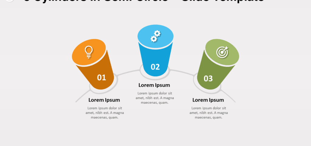 3 cylindres en demi-cercle pour PowerPoint et Google Slides