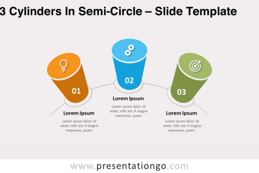 3 cylindres en demi-cercle pour PowerPoint et Google Slides