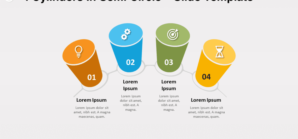 4 cylindres en demi-cercle pour PowerPoint et Google Slides