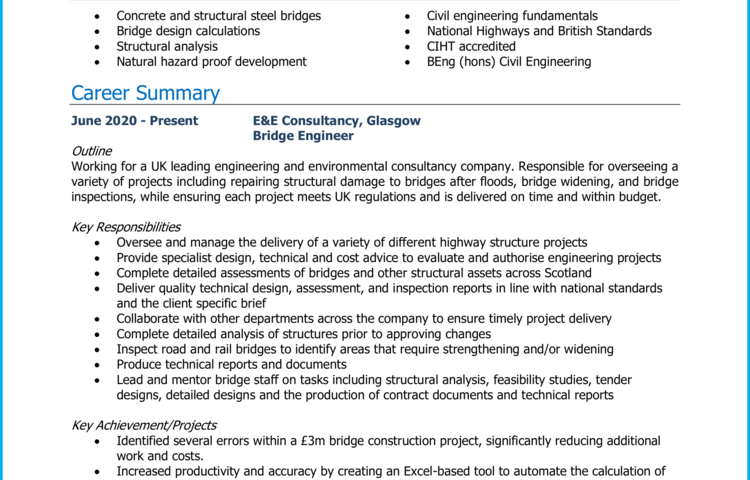 Exemple de CV d’ingénieur de pont + guide de rédaction et modèle de CV