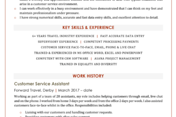 Modèle de CV d'assistant du service client - première page