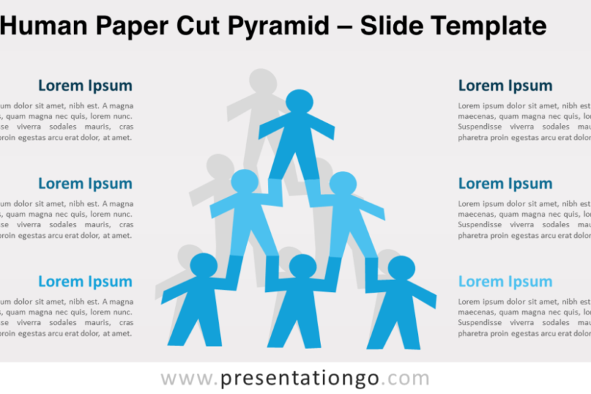 Pyramide découpée en papier humain pour PowerPoint et Google Slides
