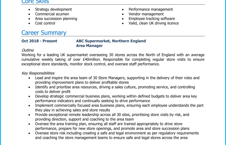 Exemple de CV Area Manager + guide de rédaction et modèle de CV