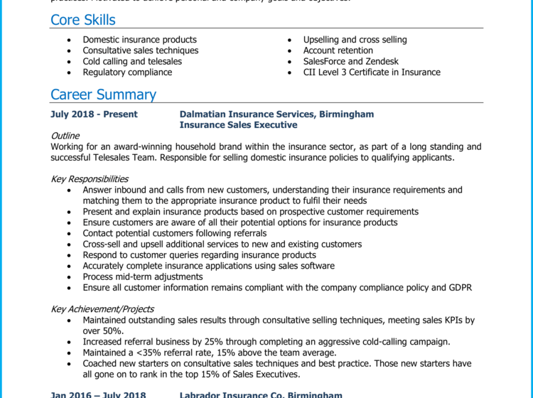 Exemple de CV Responsable des ventes en assurance [Win those jobs]