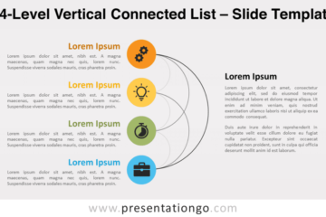 Liste connectée verticale à 4 niveaux pour PowerPoint et Google Slides
