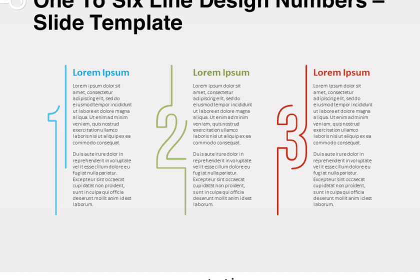 Numéros de conception d’une à six lignes pour PowerPoint et Google Slides