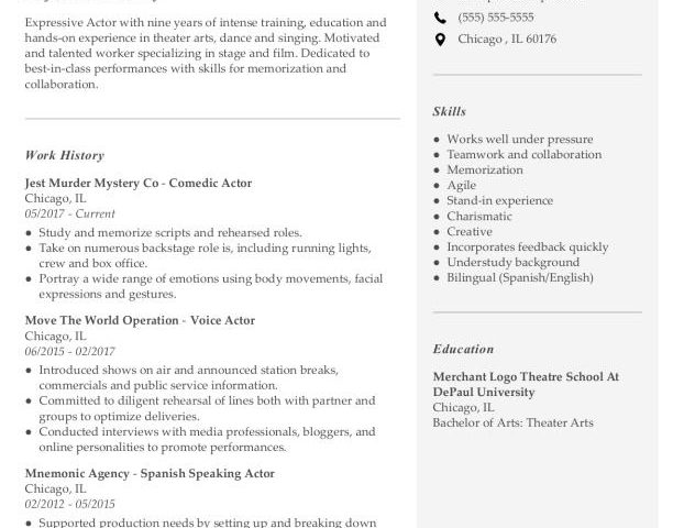 Acteur |  Modèles de CV gratuits + Guide pratique