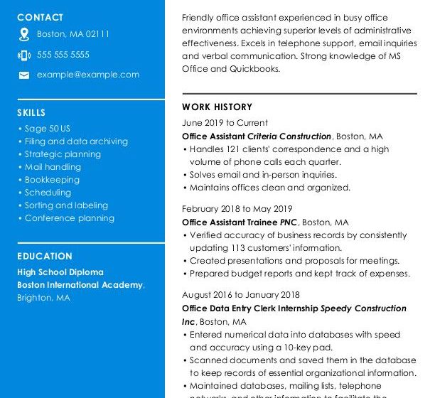 Assistante de bureau |  Modèles de CV gratuits + Guide pratique