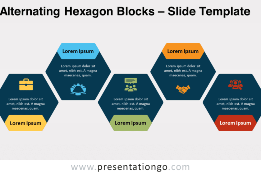 Blocs hexagonaux alternés pour PowerPoint et Google Slides