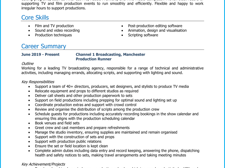 Exemple de CV d’assistant de production + guide [Land top jobs]