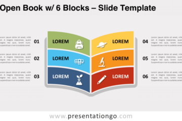 Livre ouvert avec 6 blocs pour PowerPoint et Google Slides