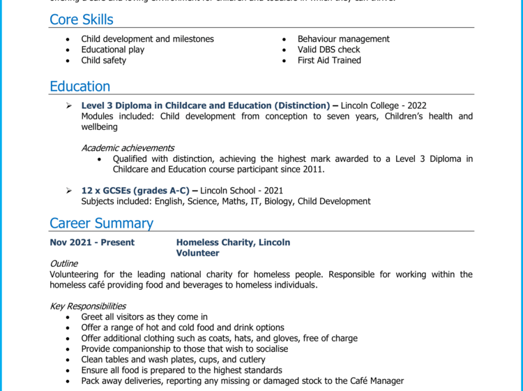 Childcare No Experience Exemple de CV + guide [Win those jobs]