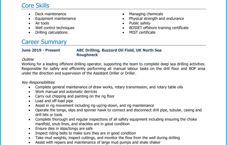 Exemple de CV de plate-forme pétrolière + guide [Land the best jobs]