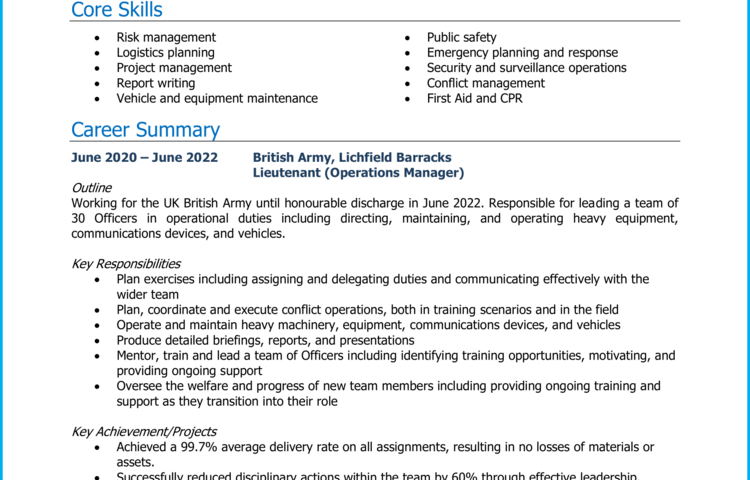 Exemple de CV militaire à civil + guide [Get noticed]
