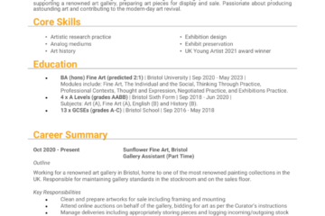 Exemple de CV d’étudiant en art + guide [Get noticed]