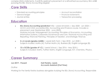 CV étudiant en comptabilité 1