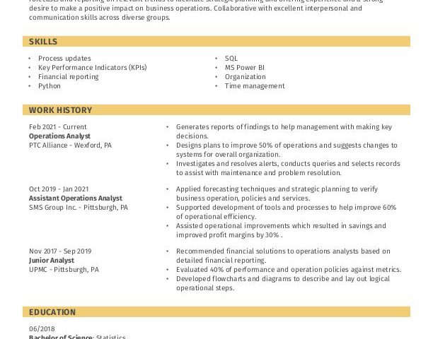 Analyste des opérations |  Modèles de CV gratuits + Guide pratique