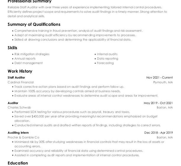 Auditeur du personnel |  Modèles de CV gratuits + Guide pratique