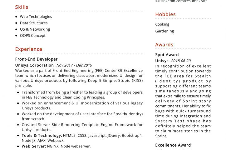 Top 20 des CV de développeur front-end en 2022 - ResumeKraft