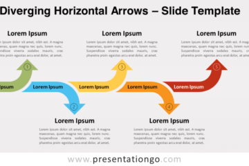 Flèches horizontales divergentes pour PowerPoint et Google Slides