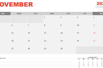 Calendrier de novembre 2023 pour PowerPoint et Google Slides – PresentationGO