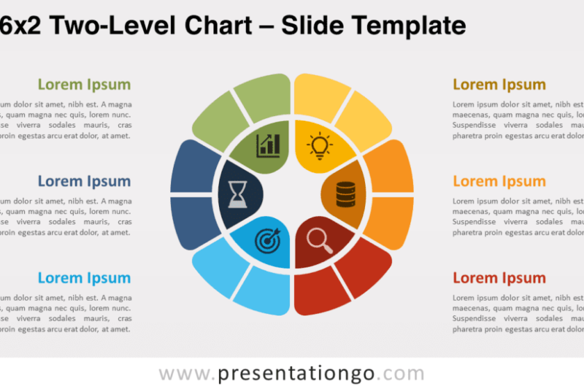 Tableau à deux niveaux 6×2 pour PowerPoint et Google Slides – PresentationGO