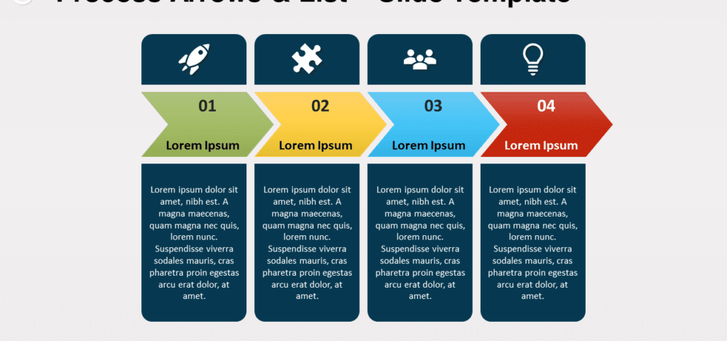 Flèches et liste de processus gratuites pour PowerPoint et Google Slides