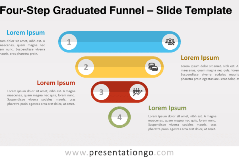 Entonnoir gradué en quatre étapes pour PowerPoint et Google Slides