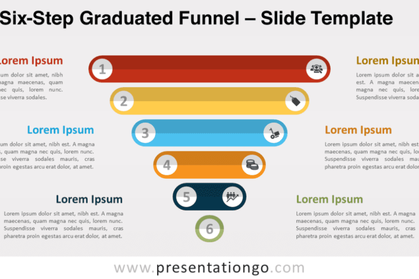 Entonnoir gradué en six étapes pour PowerPoint et Google Slides – PresentationGO