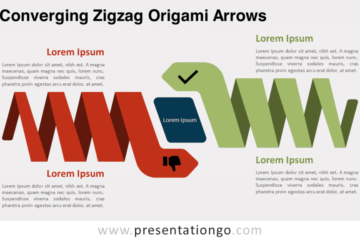 Flèches origami en zigzag convergentes pour PowerPoint et Google Slides