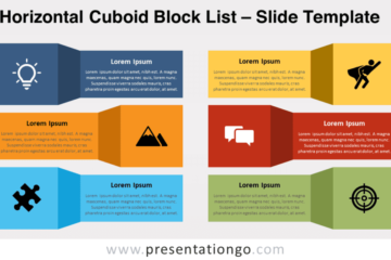 Liste horizontale des blocs cuboïdes pour PowerPoint et Google Slides