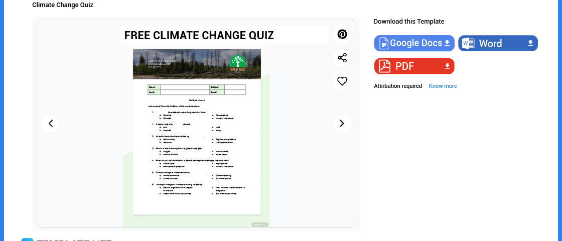 comment faire des quiz sur le changement climatique dans l'exemple de modèle Microsoft Word 2023 étape
